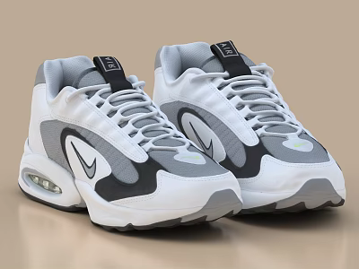 Nike Athletic Sneakers In White Gray Black With Modern Design 3d model