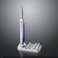 Modern Electric Toothbrush with Charging Base and Multiple Replacement Brush Heads 3d model