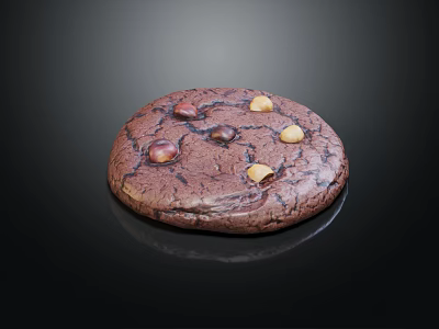 Rich Chocolate Cookie With Roasted Hazelnuts And Cracked Fudgy Surface 3d model