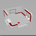 Modern Interior Scene With White And Red Design Display Platform Steps And Screen