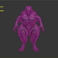 Fierce Horned Monster With Muscular Body Sharp Claws 3D Character Design