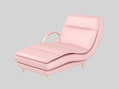 Pink Modern Chaise Lounge With Wooden Armrest And Comfortable Cushion For Home 3d model