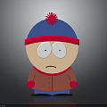 Cartoon Character Wearing Blue Hat Red Pom Pom Red Coat Blue Pants And Sad Expression