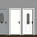 Hinged Doors With Three Different Designs Grey White Oval Arch Glass Panels Modern Interior 3d model