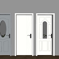 Cream wind single door hollow glass flat door solid wood door 3d model