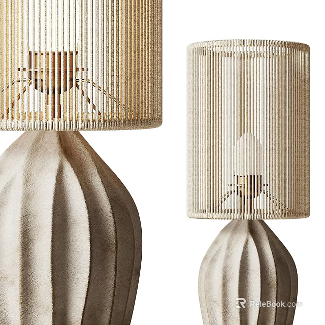 Elegant Modern Table Lamp Design With Woven Shade And Textured Beige Base 3d model