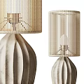 Elegant Modern Table Lamp Design With Woven Shade And Textured Beige Base 3d model