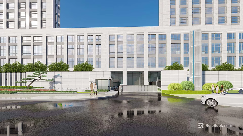 Modern Industrial Factory Building Exterior With Large Glass Windows And Clean Architectural Lines 3d model 