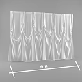 Elegant White Silk Pleated Curtain 4 Meters Length with Decorative Design