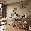 Study Desk Bookshelf 3d model