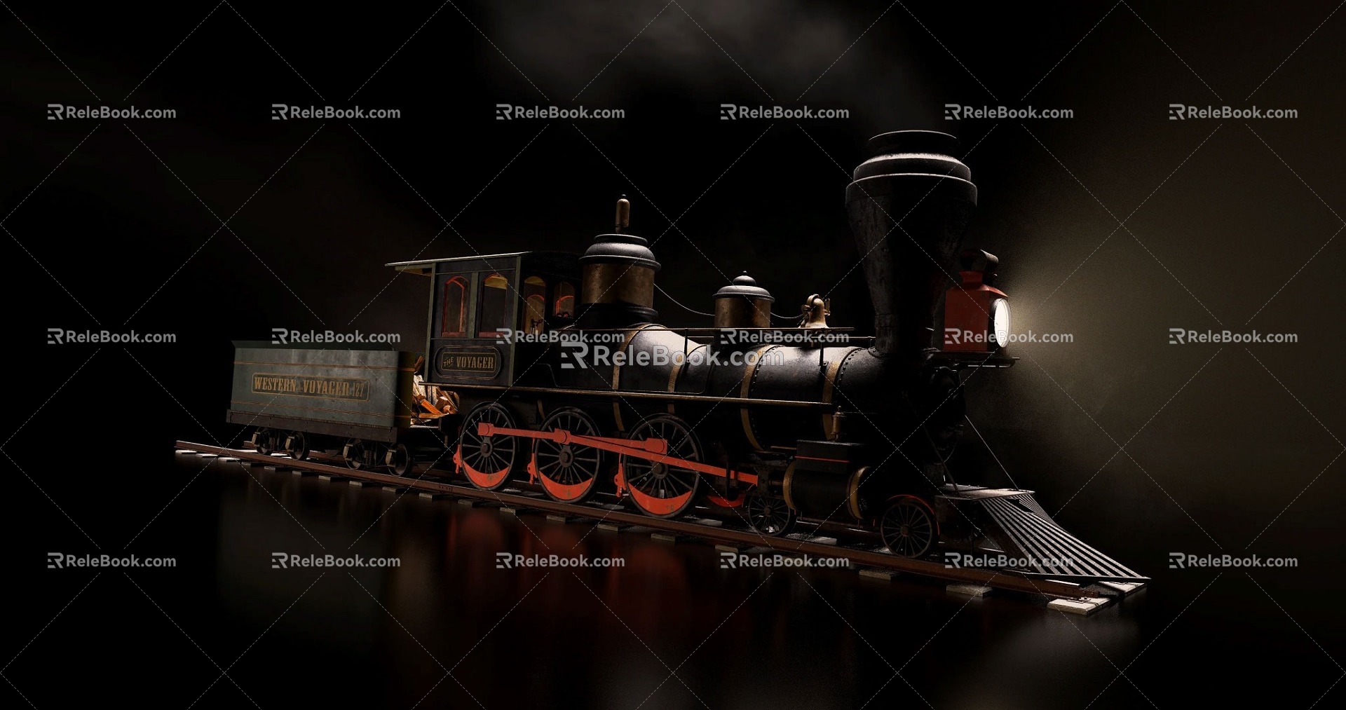 train steam train pull wood pull coal train toy train 3d model