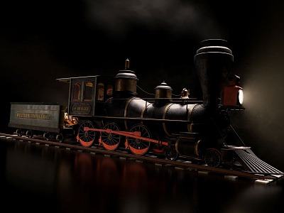 train steam train pull wood pull coal train toy train 3d model