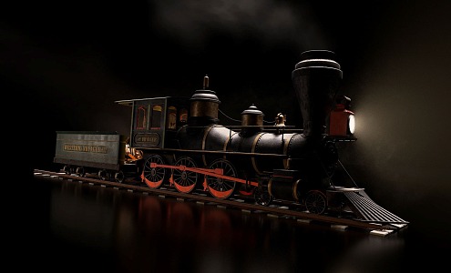 train steam train pull wood pull coal train toy train 3d model