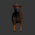 Red And Black Deer Figurine Standing On Smooth Surface With Detailed Features