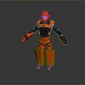 Game And Movie Character With Orange And Dark Blue Armor Helmet And 3D Model Design