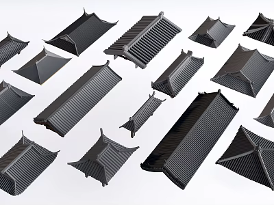 Chinese-style eaves eaves line door head ancient building roof roof tile building components 3d model