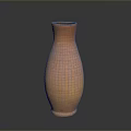 Handcrafted Carved Clay Vase Sculpture In Orange Ceramic With Textured Patterns