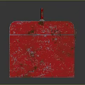 Red Metal Toolbox With Textured Surface And Sturdy Handle For Hardware Storage