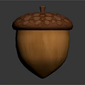Realistic Acorn 3D Rendering With Orange Base And Brown Spotted Cap 3d model
