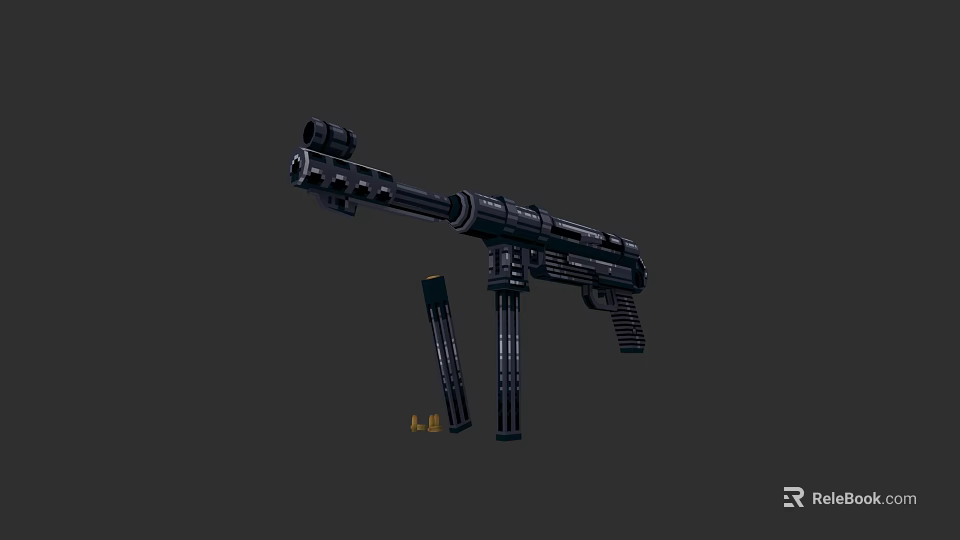 High Quality Black Tactical Rifle With Scope And Two Detachable Magazines 3d model 