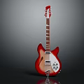 Vintage Red Electric Guitar With Glossy Finish And Classic Body Design