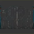 Teal Iron Garden Gate With Symmetric Design Diamond Patterns And Side Pillars