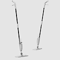 Two Modern Household Cleaning Mops With Long Handles And Detachable Heads