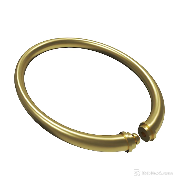 Elegant Golden Metal Bracelet With Secure Clasp And Polished Surface 3d model 