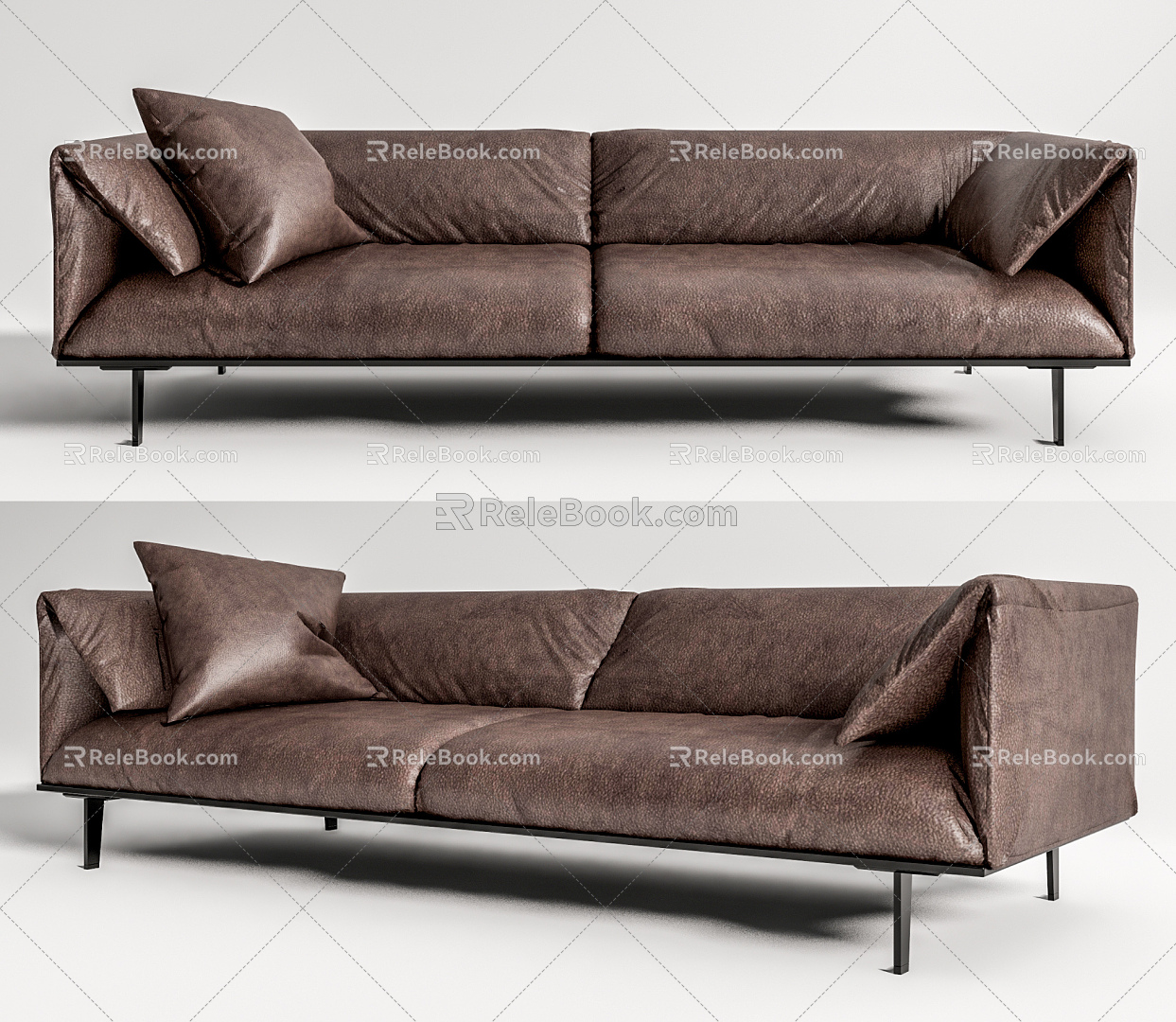 Leather sofa Modern double sofa 3d model