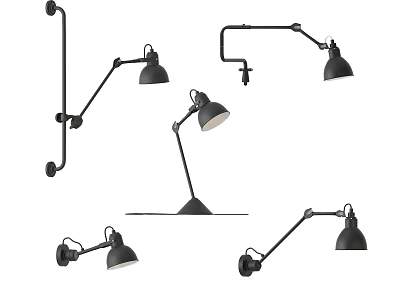 Modern Black Wall Lamps With Adjustable Arms For Indoor Decorative Lighting 3d model