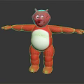 Red Stuffed Bear Doll With White Belly And Outstretched Arms 3D Render