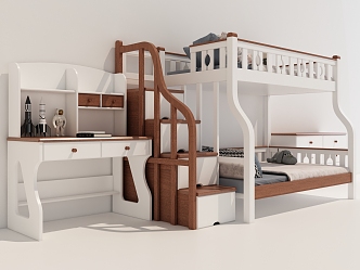 Modern Bed and Bed Children's Furniture Combination 3d model