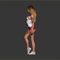 Woman With Red Hair In White Tank Top Red 17 Shorts Tattoos And White Sneakers