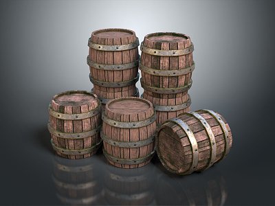 Modern Barrel Wooden Barrel Water Bucket Old Wooden Barrel Wooden Water Bucket 3d model