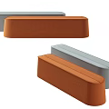 Modern Upholstered Sofa Stools in Gray and Orange for Living Room Decor