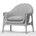 Brown Leather Accent Chair With Curved Backrest And Wooden Legs Design