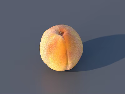 Juicy Fresh Ripe Peach With Fuzzy Orange Skin On Gray Background 3d model