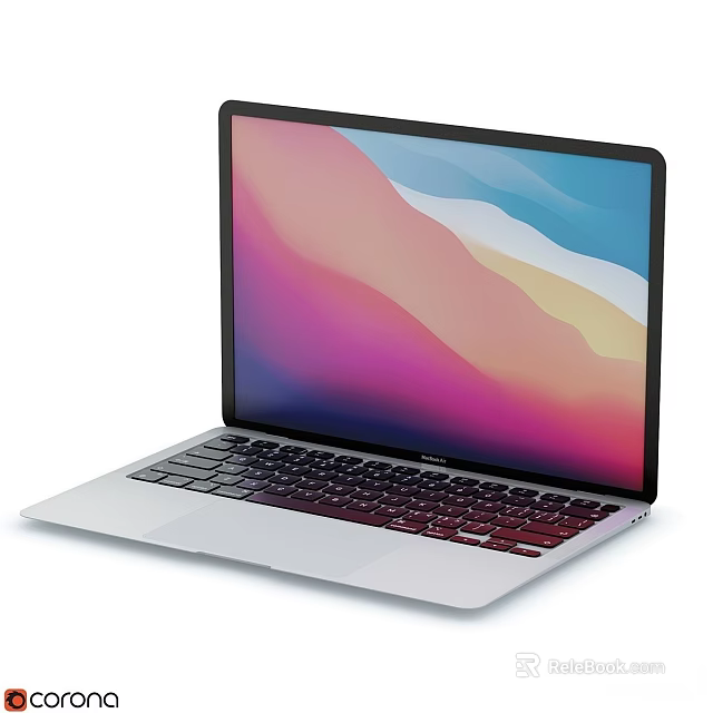 Portable Modern Silver Laptop With Colorful Gradient Screen And Black Keyboard 3d model 