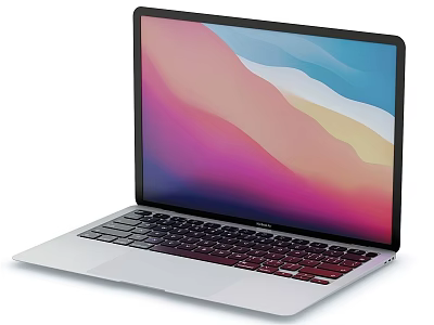 Portable Modern Silver Laptop With Colorful Gradient Screen And Black Keyboard 3d model