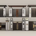 Traditional Chinese Main Gate Designs With Wooden Doors Stone Pillars And Lanterns