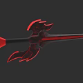 Red And Black Flame Decorated Sword With Intricate Patterns And Sleek Blade 3d model