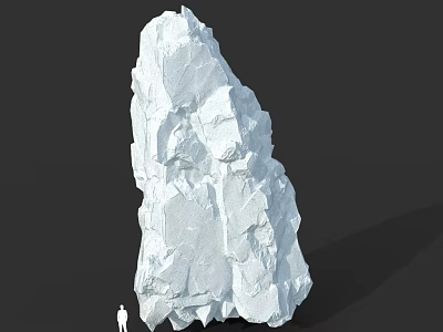 Large White Rock With Rough Surface And Small Human Figure Nearby 3d model
