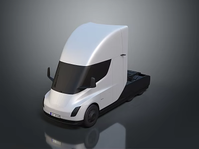 White Electric Semi Truck With Aerodynamic Cab And Black Windows Design 3d model