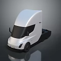 White Electric Semi Truck With Aerodynamic Cab And Black Windows Design 3d model