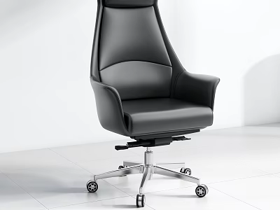 Modern Leather Office Chair With High Back Armrests Metal Base Wheels And Sleek Design 3d model