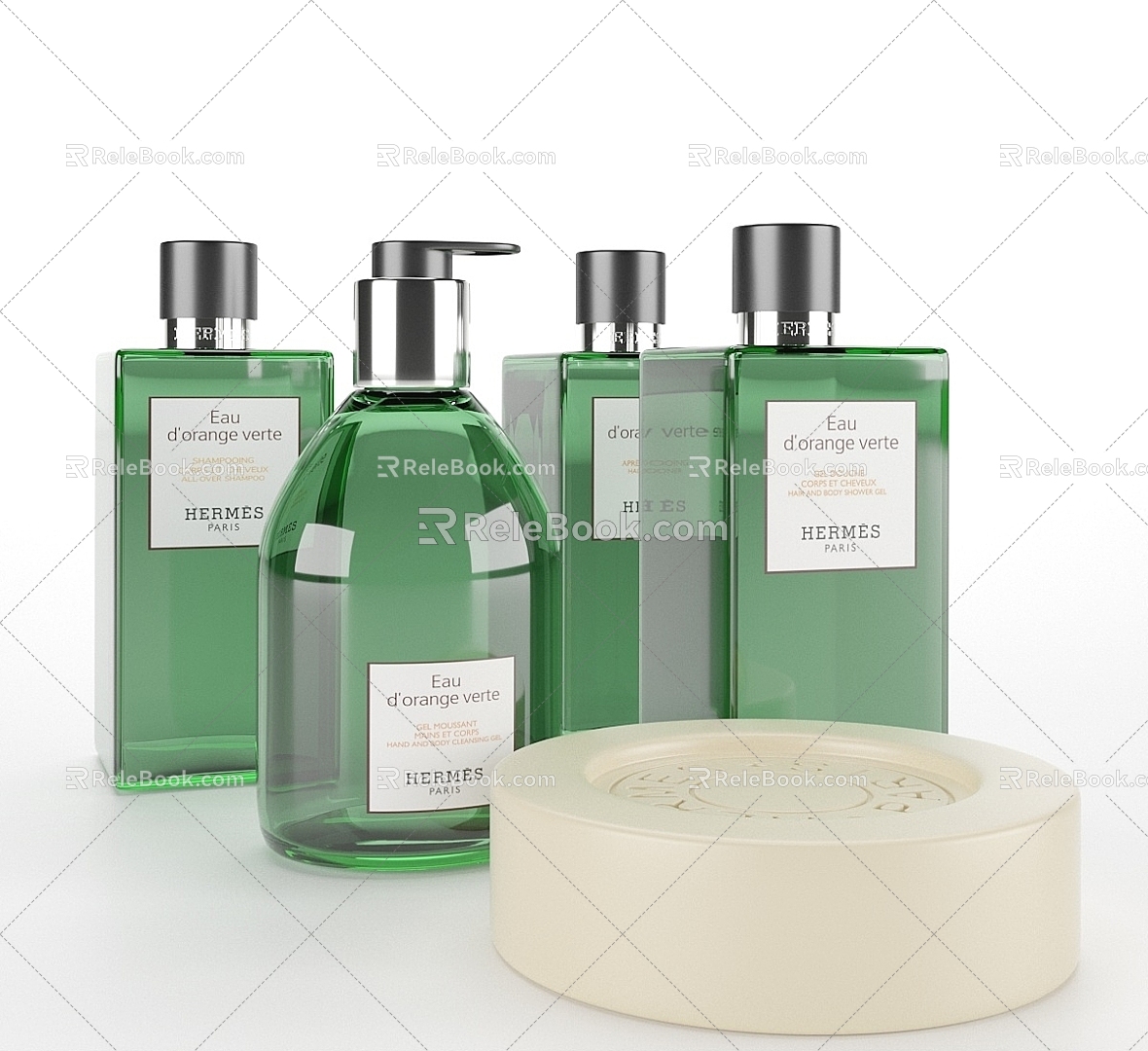 Hand Sanitizer Body Wash Soap Bath Products Hermes HERMES Orange and Green Spring Body Lotion 3d model