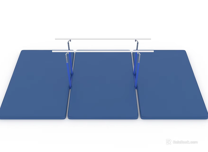 Gymnastics Training Sports Equipment With Blue Mats And White Parallel Bars 3d model 