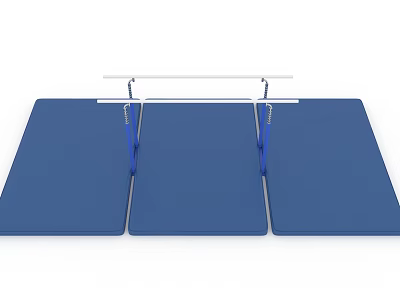 Gymnastics Training Sports Equipment With Blue Mats And White Parallel Bars 3d model