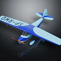 Small Scale Blue and White Model Airplane With SP RWD on Wings Propeller and Wheels