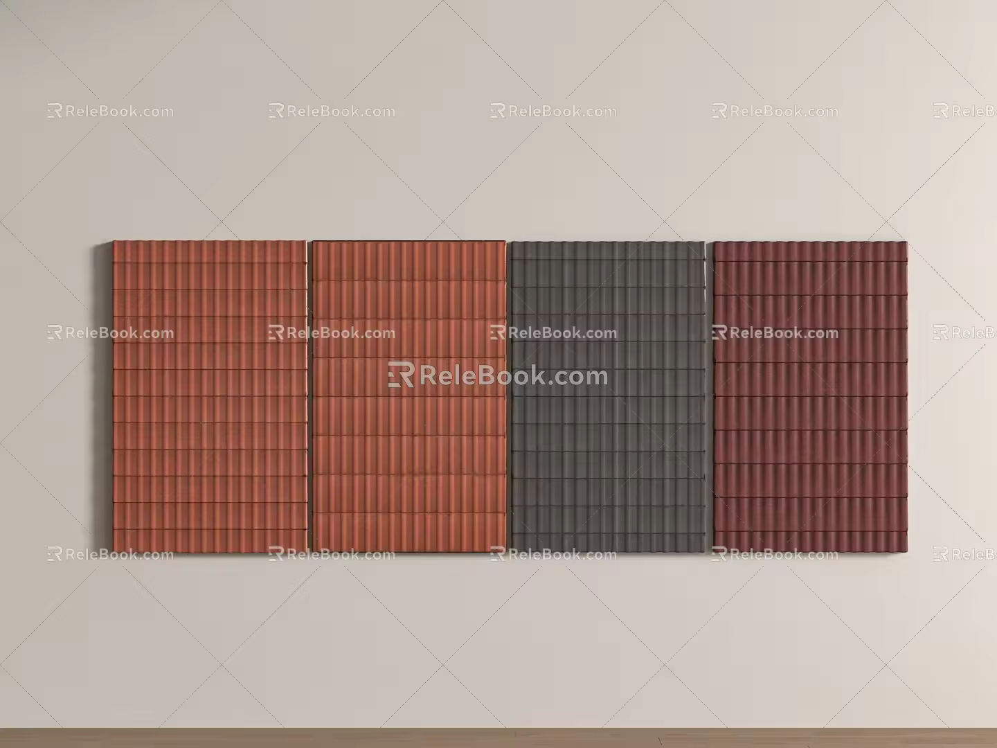 Modern Tile Background Wall Corrugated Wall Tile Roof Tile Top Roof Ryukyu 3d model
